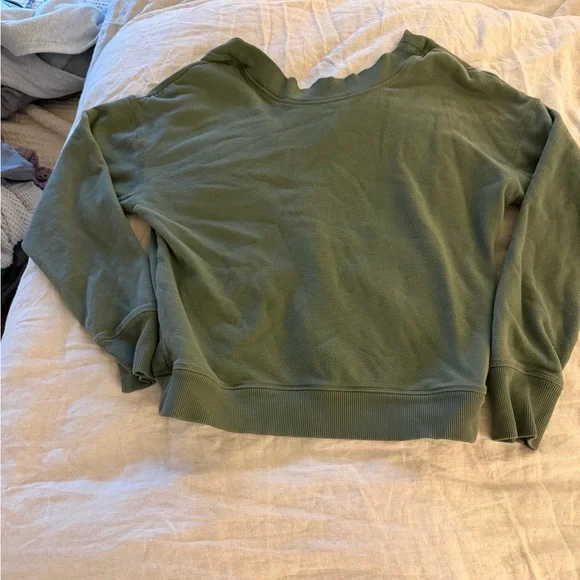 Aerie Olive Green Twist Back Sweatshirt - Picture 2 of 3